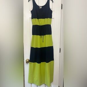 Navy and Green Striped Maxi Dress